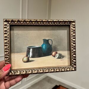 Threshold Framed Still Life Painting with Blue Pitcher